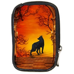 Wonderful Wolf In The Night Compact Camera Leather Case by FantasyWorld7