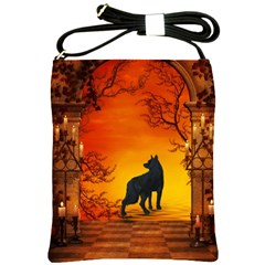 Wonderful Wolf In The Night Shoulder Sling Bag by FantasyWorld7