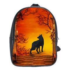 Wonderful Wolf In The Night School Bag (xl) by FantasyWorld7