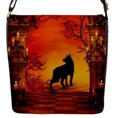 Wonderful Wolf In The Night Flap Closure Messenger Bag (s) by FantasyWorld7