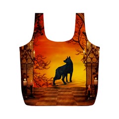 Wonderful Wolf In The Night Full Print Recycle Bag (m) by FantasyWorld7