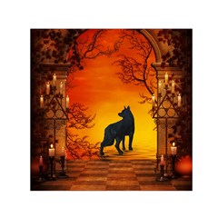 Wonderful Wolf In The Night Small Satin Scarf (square) by FantasyWorld7