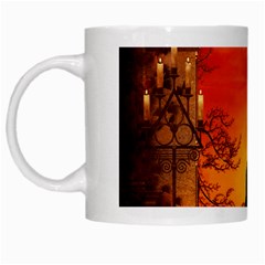 Wonderful Wolf In The Night White Mugs by FantasyWorld7