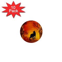 Wonderful Wolf In The Night 1  Mini Magnet (10 Pack)  by FantasyWorld7