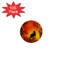 Wonderful Wolf In The Night 1  Mini Magnets (100 Pack)  by FantasyWorld7