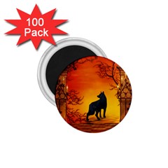 Wonderful Wolf In The Night 1 75  Magnets (100 Pack)  by FantasyWorld7