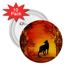 Wonderful Wolf In The Night 2 25  Buttons (10 Pack)  by FantasyWorld7