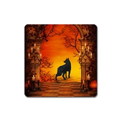 Wonderful Wolf In The Night Square Magnet by FantasyWorld7