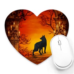 Wonderful Wolf In The Night Heart Mousepads by FantasyWorld7