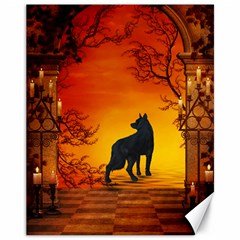 Wonderful Wolf In The Night Canvas 11  X 14  by FantasyWorld7