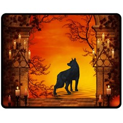 Wonderful Wolf In The Night Fleece Blanket (medium)  by FantasyWorld7