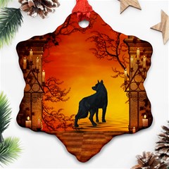 Wonderful Wolf In The Night Ornament (snowflake) by FantasyWorld7