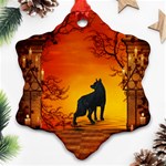 Wonderful Wolf In The Night Snowflake Ornament (Two Sides) Back