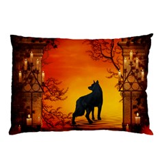 Wonderful Wolf In The Night Pillow Case (two Sides) by FantasyWorld7