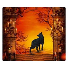 Wonderful Wolf In The Night Double Sided Flano Blanket (small)  by FantasyWorld7