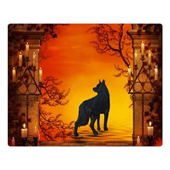 Wonderful Wolf In The Night Double Sided Flano Blanket (large)  by FantasyWorld7