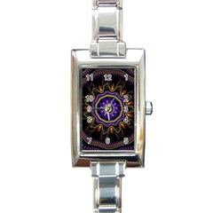 Fractal Vintage Colorful Decorative Rectangle Italian Charm Watch by Pakrebo