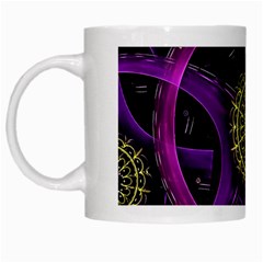 Fractal Neon Rings Geometric White Mugs by Pakrebo