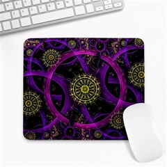 Fractal Neon Rings Geometric Large Mousepads by Pakrebo