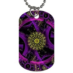 Fractal Neon Rings Geometric Dog Tag (two Sides) by Pakrebo