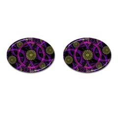 Fractal Neon Rings Geometric Cufflinks (oval) by Pakrebo