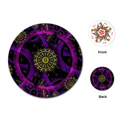 Fractal Neon Rings Geometric Playing Cards Single Design (round) by Pakrebo