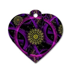 Fractal Neon Rings Geometric Dog Tag Heart (one Side) by Pakrebo