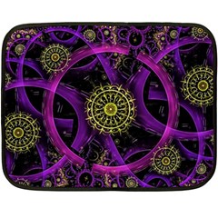 Fractal Neon Rings Geometric Double Sided Fleece Blanket (mini)  by Pakrebo