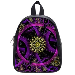 Fractal Neon Rings Geometric School Bag (small) by Pakrebo