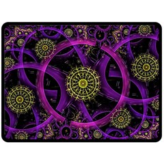 Fractal Neon Rings Geometric Fleece Blanket (large)  by Pakrebo