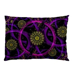 Fractal Neon Rings Geometric Pillow Case (two Sides) by Pakrebo