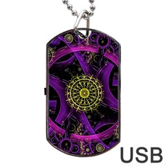 Fractal Neon Rings Geometric Dog Tag Usb Flash (one Side) by Pakrebo