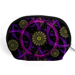 Fractal Neon Rings Geometric Accessory Pouch (medium) by Pakrebo