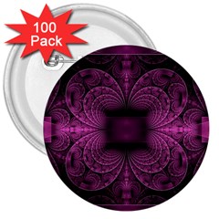 Fractal Magenta Pattern Geometry 3  Buttons (100 Pack)  by Pakrebo