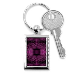 Fractal Magenta Pattern Geometry Key Chain (rectangle) by Pakrebo