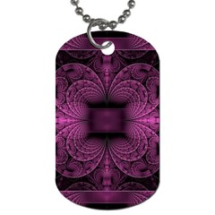 Fractal Magenta Pattern Geometry Dog Tag (one Side) by Pakrebo