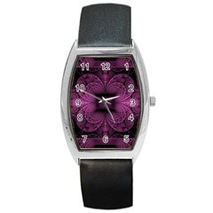 Fractal Magenta Pattern Geometry Barrel Style Metal Watch by Pakrebo