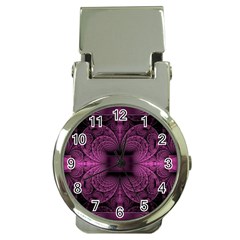 Fractal Magenta Pattern Geometry Money Clip Watches by Pakrebo