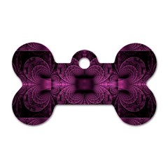 Fractal Magenta Pattern Geometry Dog Tag Bone (one Side) by Pakrebo