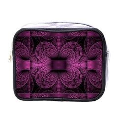 Fractal Magenta Pattern Geometry Mini Toiletries Bag (one Side) by Pakrebo