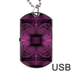 Fractal Magenta Pattern Geometry Dog Tag Usb Flash (one Side) by Pakrebo