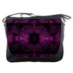 Fractal Magenta Pattern Geometry Messenger Bag by Pakrebo