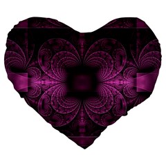 Fractal Magenta Pattern Geometry Large 19  Premium Heart Shape Cushions by Pakrebo