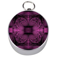 Fractal Magenta Pattern Geometry Silver Compasses by Pakrebo