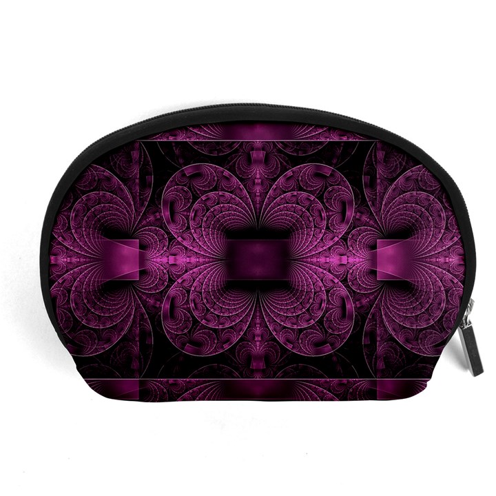 Fractal Magenta Pattern Geometry Accessory Pouch (Large)