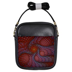 Fractal Red Fractal Art Digital Art Girls Sling Bag by Pakrebo