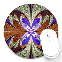 Fractal Splits Silver Gold Round Mousepads by Pakrebo