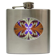 Fractal Splits Silver Gold Hip Flask (6 Oz) by Pakrebo