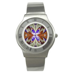 Fractal Splits Silver Gold Stainless Steel Watch by Pakrebo