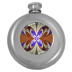 Fractal Splits Silver Gold Round Hip Flask (5 Oz) by Pakrebo